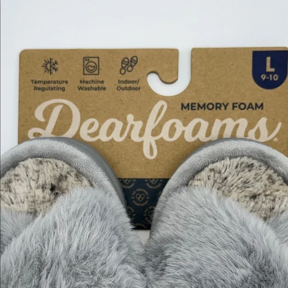 Dearfoams Soft Gray Plush Slippers - Picture 5 of 7